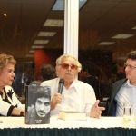 Con los escritores panameños Rosa María Britton y Guillermo Sánchez Borbón (Tristán Solarte), Panamá, noviembre 2013.