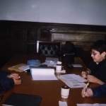 Stipendienprogramm CONARTE. Als Jury begleitet der mexikanische Schriftstellerin Leticia Herrera und einem anderen Kollegen. Monterrey, Mexiko, November 2002.