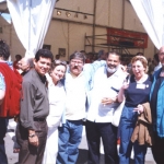 Semana Negra. Von Links nach Rechts: Paloma Sáiz Tejero, Paco Ignacio Taibo II, Lorenzo Lunar, Cristina Macía und Justo Vasco. Gijón, Spanien, 2002.