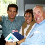With Chicano writer Rolando Hinojosa-Smith and Spanish writer Elia Barceló, in Semana Negra. Gijon, Spain, 2003.