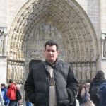 In front of the Cathedral of Notre Dame. Paris, France, March 2008.