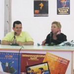 Con la escritora española Cristina Macía en Semana Negra.