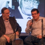 Con su amigo, el escritor y periodista Carlos Alberto Montaner, Festival Vista de Miami, diciembre de 2019.
