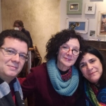 Con las escritoras Luz Cassino (Argentina) y Aleisa Ribalta Guzmán (Cuba), en Berlín, noviembre de 2019.