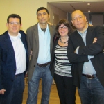 Con el escritor cubano Jorge Luis Arzola, la editora alemana Michi Strausfeld y el también escritor cubano José Manuel Prieto, Berlín, septiembre 2013.
