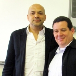 Con el escritor cubano Armando Valdés Zamora, Coloquio "Ecrire/Decrire La Havane", Universidad de Niza, Francia, mayo 2012.