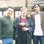 Con la escritora alemana Karin Clark, Vicepresidenta del PEN Alemán, y Jorge Luis Arzola, escritor cubano, Langenbroich, Alemania, 2006.