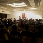 Durante la presentación en el Instituto Cervantes de Berlín del documental "Amir Valle: vida y coherencia", del realizador cubano Ricardo Bacallao, julio de 2018.
