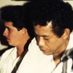 Mit dem Schriftsteller Eduardo Heras León, seinem Lehrer und besten  Förderer in seinen frühen Jahren als Schriftsteller. Havanna, Kuba, 1986.