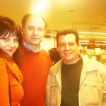 With his Spanish publisher Nicole Cantó and Spanish writer Antonio Soler. Malaga, Spain, 2006.