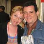 With Spanish writer Cristina Macia, life companion and soul mate of Cuban writer Justo Vasco, in Semana negra. Gijon, Spain, 2007.