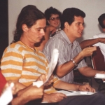 At a debate session at the Onelio Jorge Cardoso Creation Workshop., Havana, Cuba, July 2001.