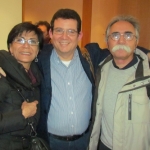 En Allianz Forum Berlín, con los escritores iraníes Mansoureh Shojaee y Khalil Rostamkhani, febrero de 2015.