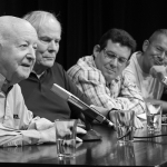 En el Festival Internacional de Literatura de Berlín, con Jorge Edwards, Hans Christoph Buch, Amir Valle y Marko Martin, septiembre de 2015. Foto: Ali Ghandtschi.